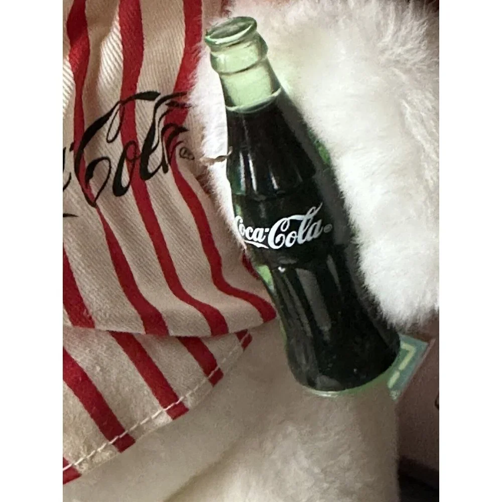 1998 Coca‎ Cola Polar Bear Plush Soda jerk Hat Vest & Coke Bottle Original Tags